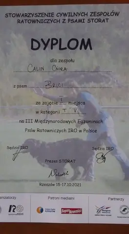 Examen IRO Caini de cautare Rzeszów, Polonia, 15-16 Oct 2021
